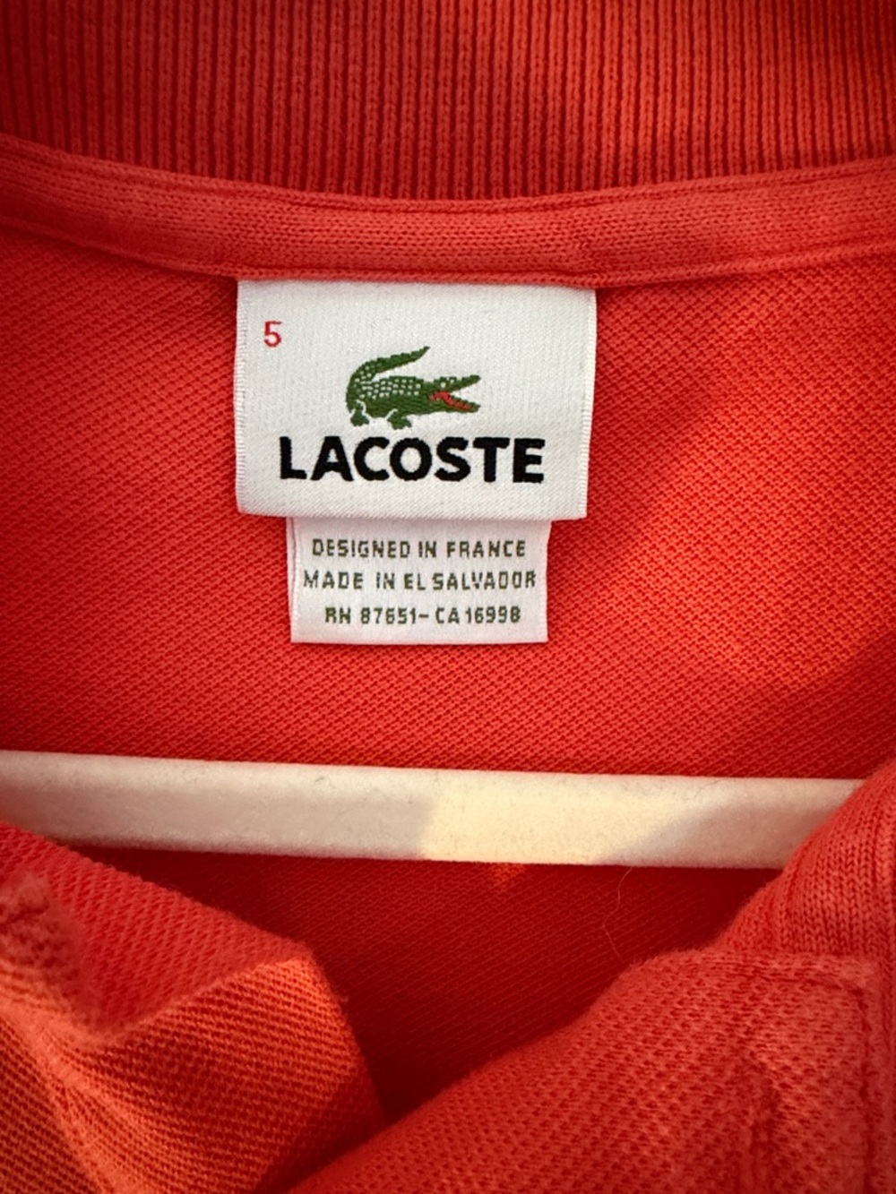 Lacoste Polo Shirt Size 5 Mens Coral Classic Short Sleeve Cotton Shirt - Picture 2 of 4
